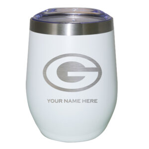 White Green Bay Packers 12oz. Personalized Etched Stemless Tumbler