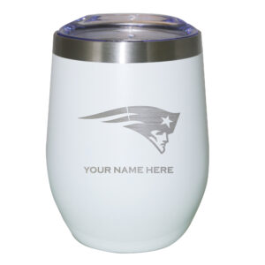 White New England Patriots 12oz. Personalized Etched Stemless Tumbler