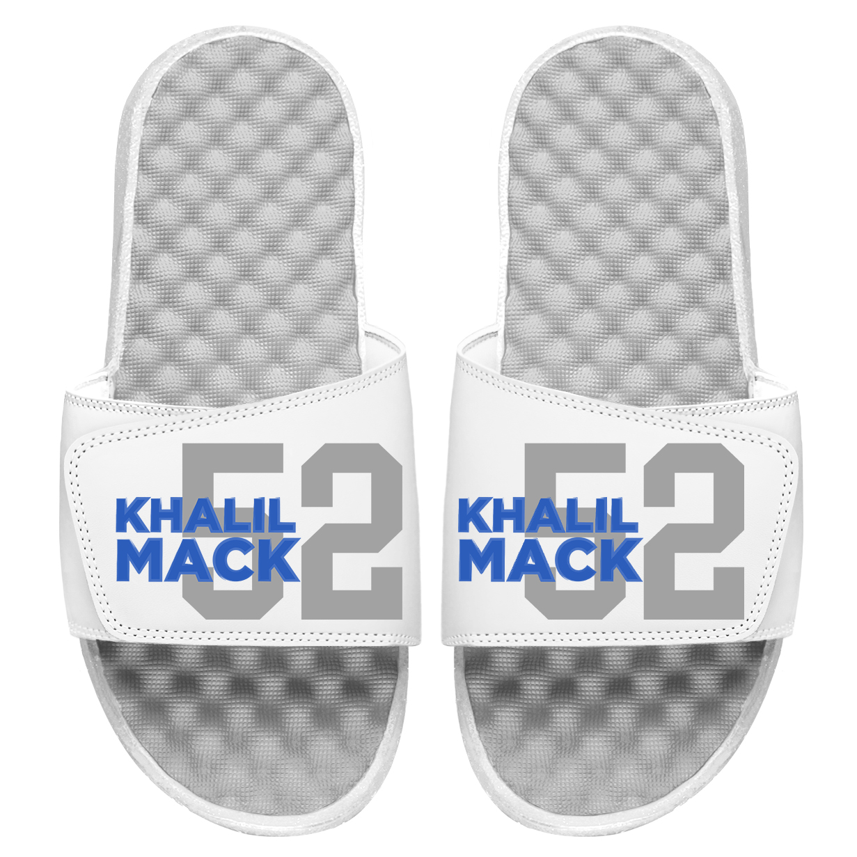 Youth ISlide Khalil Mack White NFLPA Number Fan Slide Sandals - Image 4