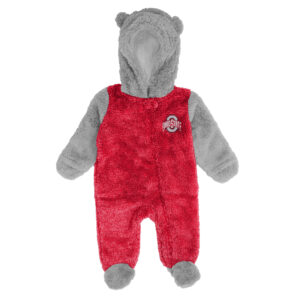 Newborn Scarlet/Gray Ohio State Buckeyes Game Nap Teddy Fleece Bunting Full-Zip Sleeper