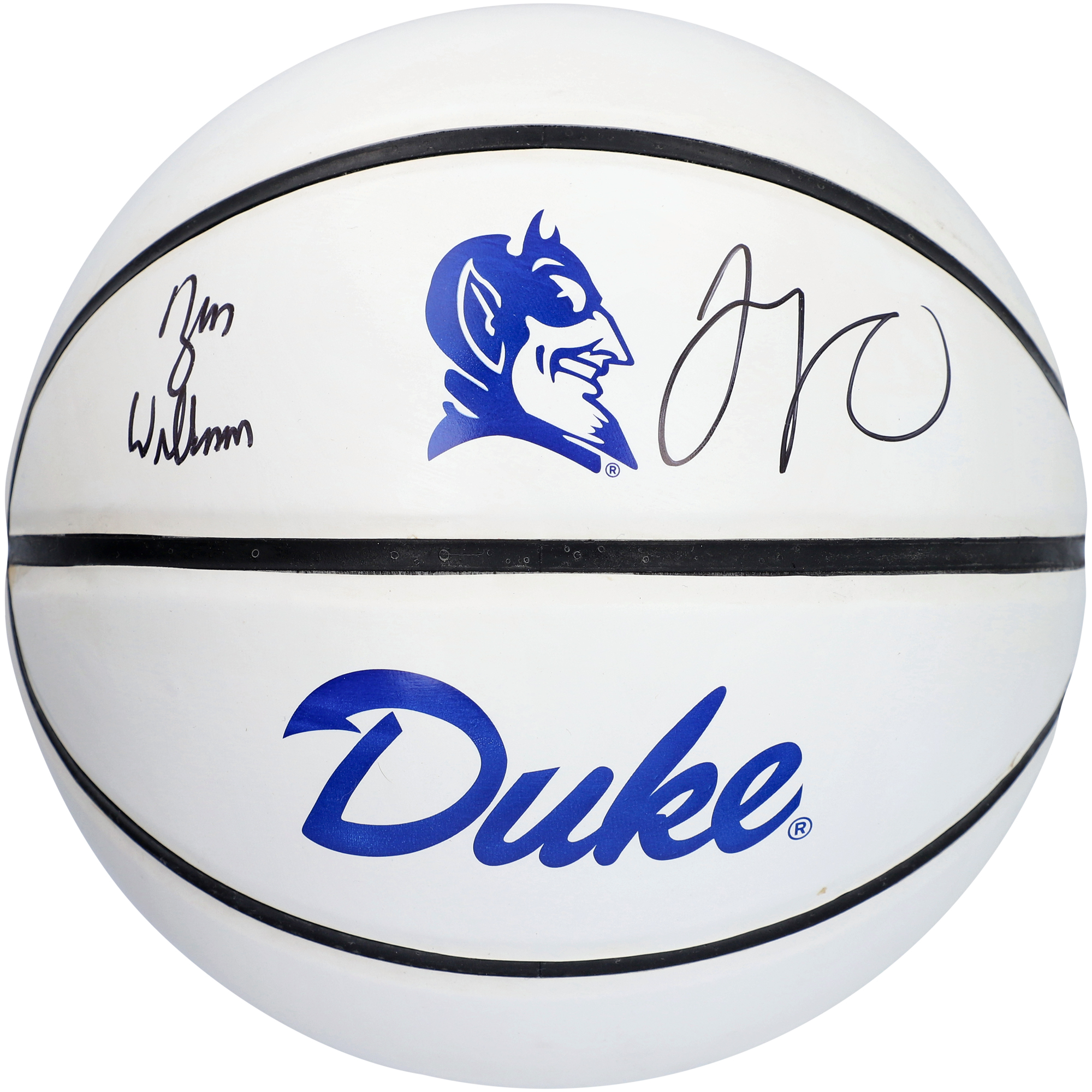 Jayson Tatum/Zion Williamson Duke Blue Devils Multi-Signed White Panel Basketball - Image 2