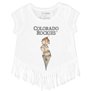 Girls Toddler Tiny Turnip White Colorado Rockies Triple Scoop Fringe T-Shirt