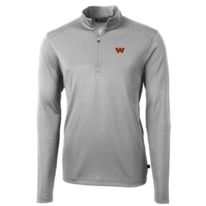 Men's Cutter & Buck Gray Washington Commanders Big & Tall Virtue Eco Pique Quarter-Zip Pullover Jacket