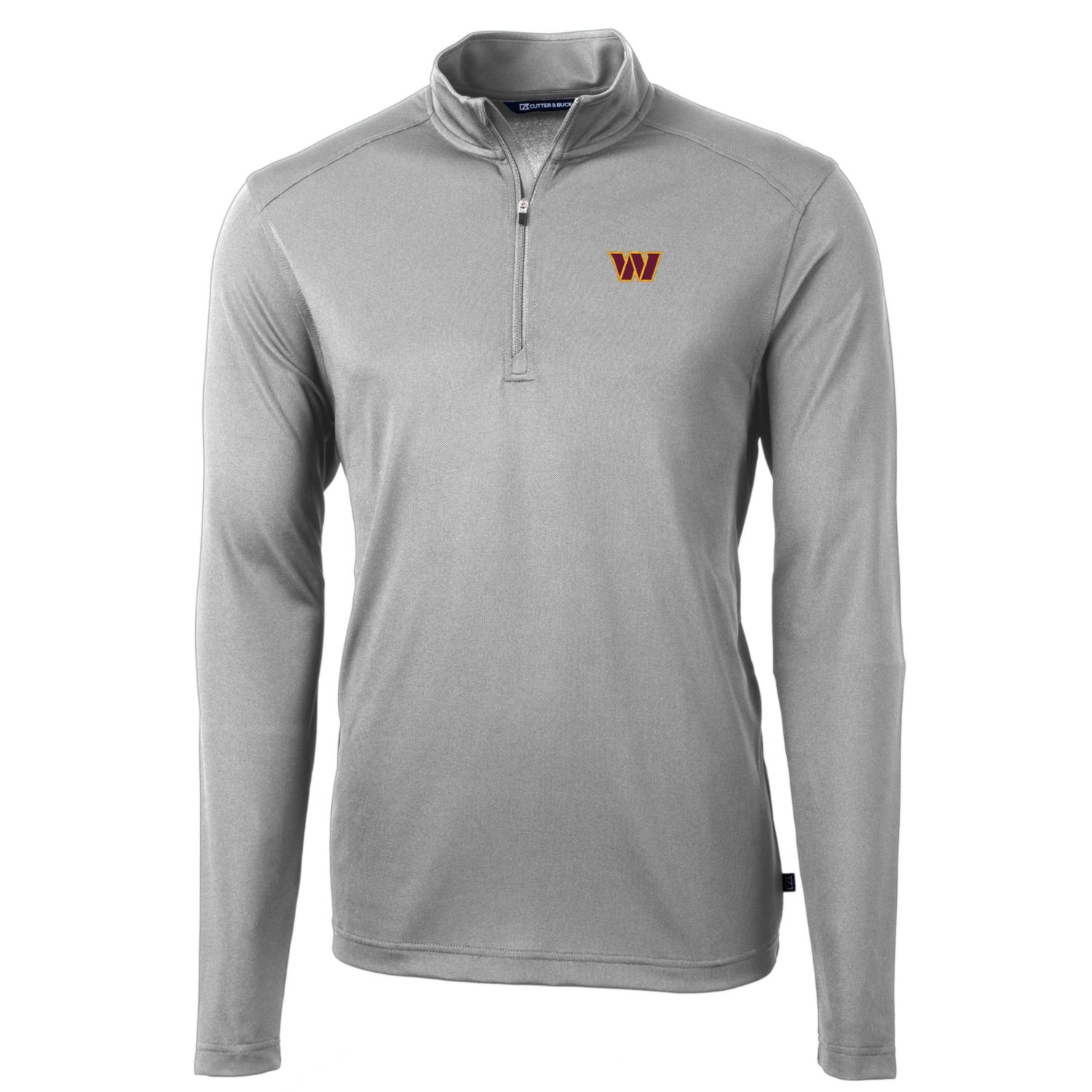 Men's Cutter & Buck Gray Washington Commanders Big & Tall Virtue Eco Pique Quarter-Zip Pullover Jacket