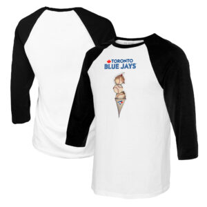 Youth Tiny Turnip White/Black Toronto Blue Jays Triple Scoop Raglan 3/4 Sleeve T-Shirt