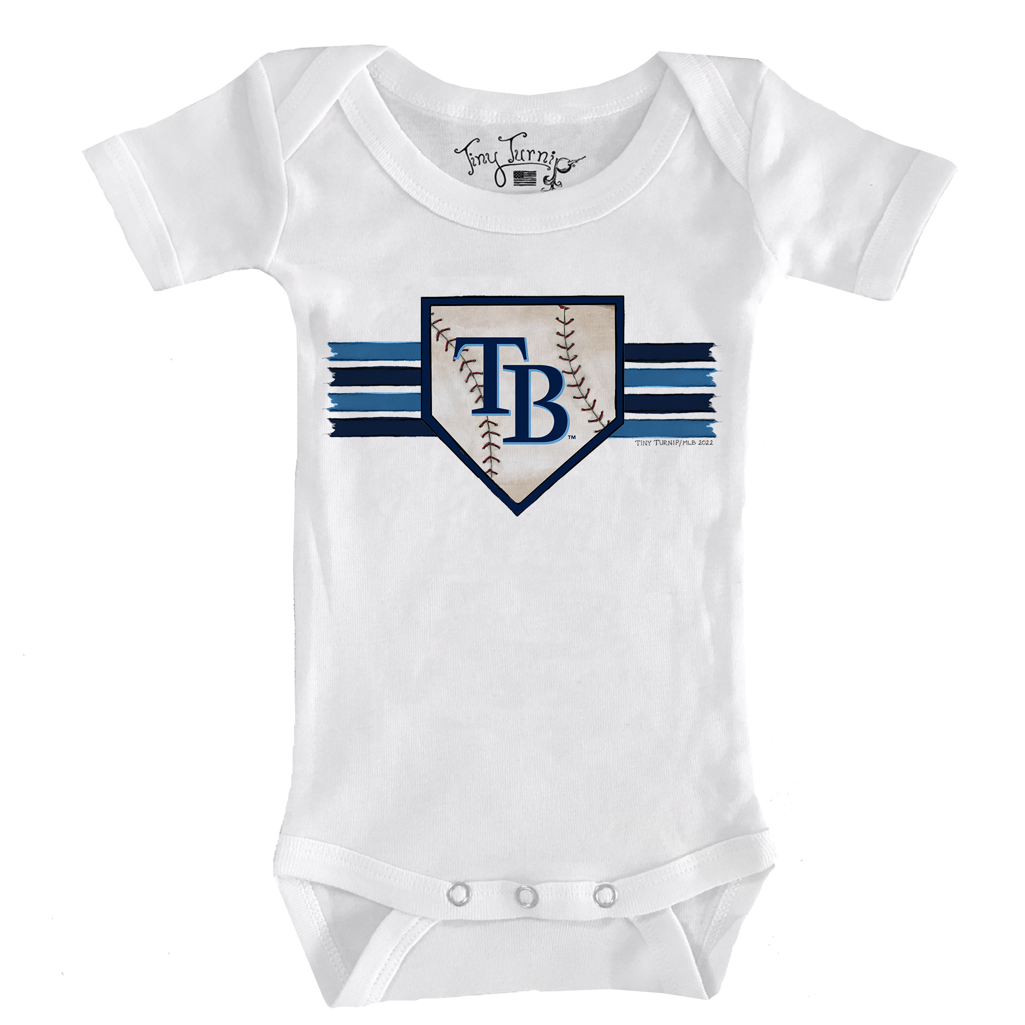 Infant Tiny Turnip White Tampa Bay Rays Base Stripe Bodysuit