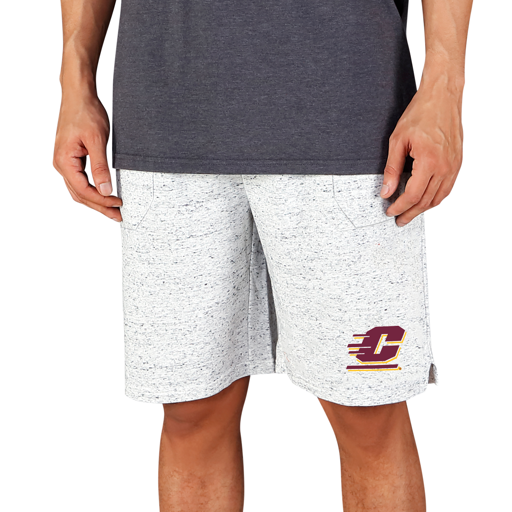 Men's Concepts Sport White/Charcoal Cent. Michigan Chippewas Throttle Knit Jam Shorts