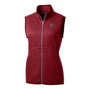 Women's Cutter & Buck Red Atlanta Falcons Mainsail Sweater-Knit Full-Zip Vest