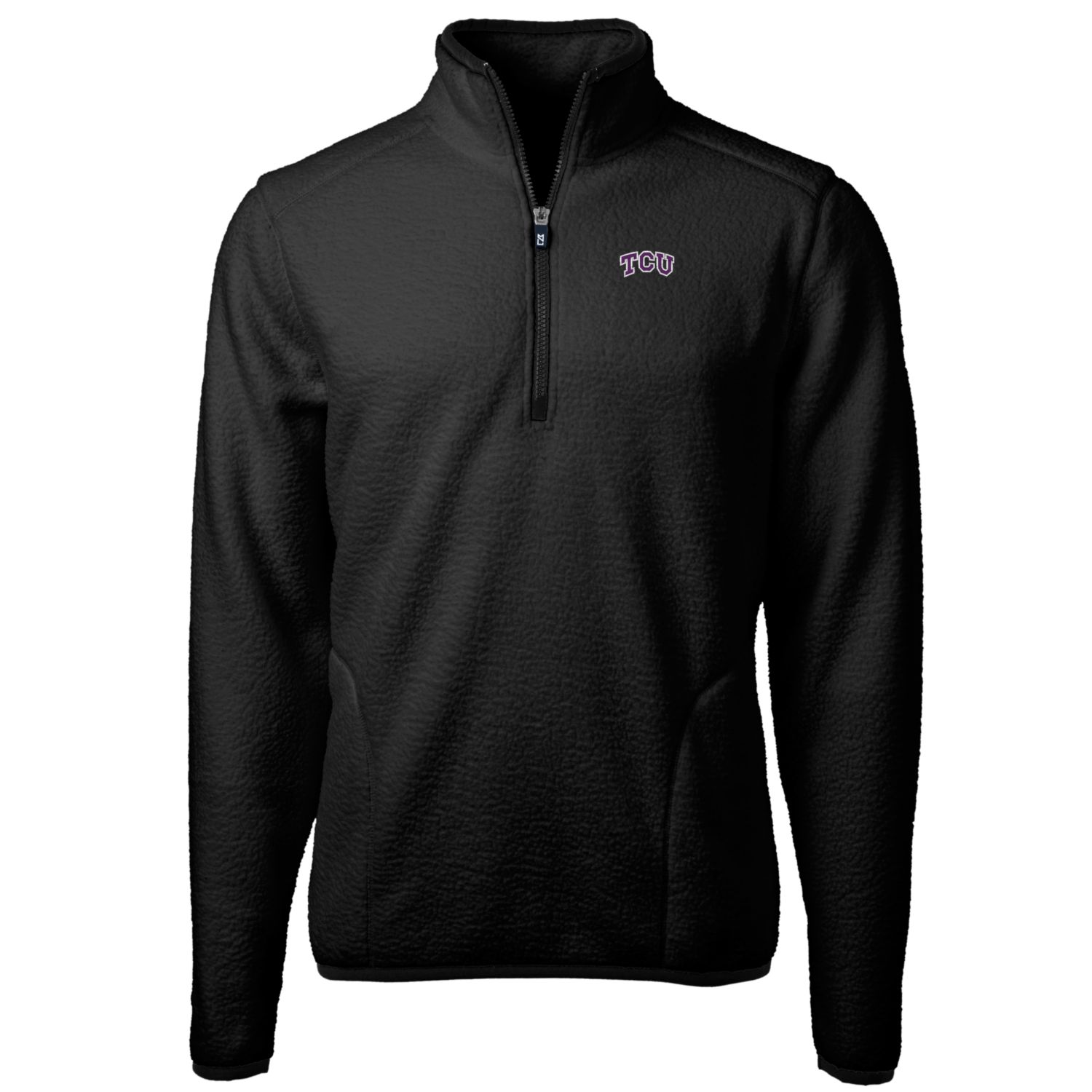 Men's Cutter & Buck Black TCU Horned Frogs Big & Tall Cascade Eco Sherpa Fleece Quarter-Zip Jacket - Image 6