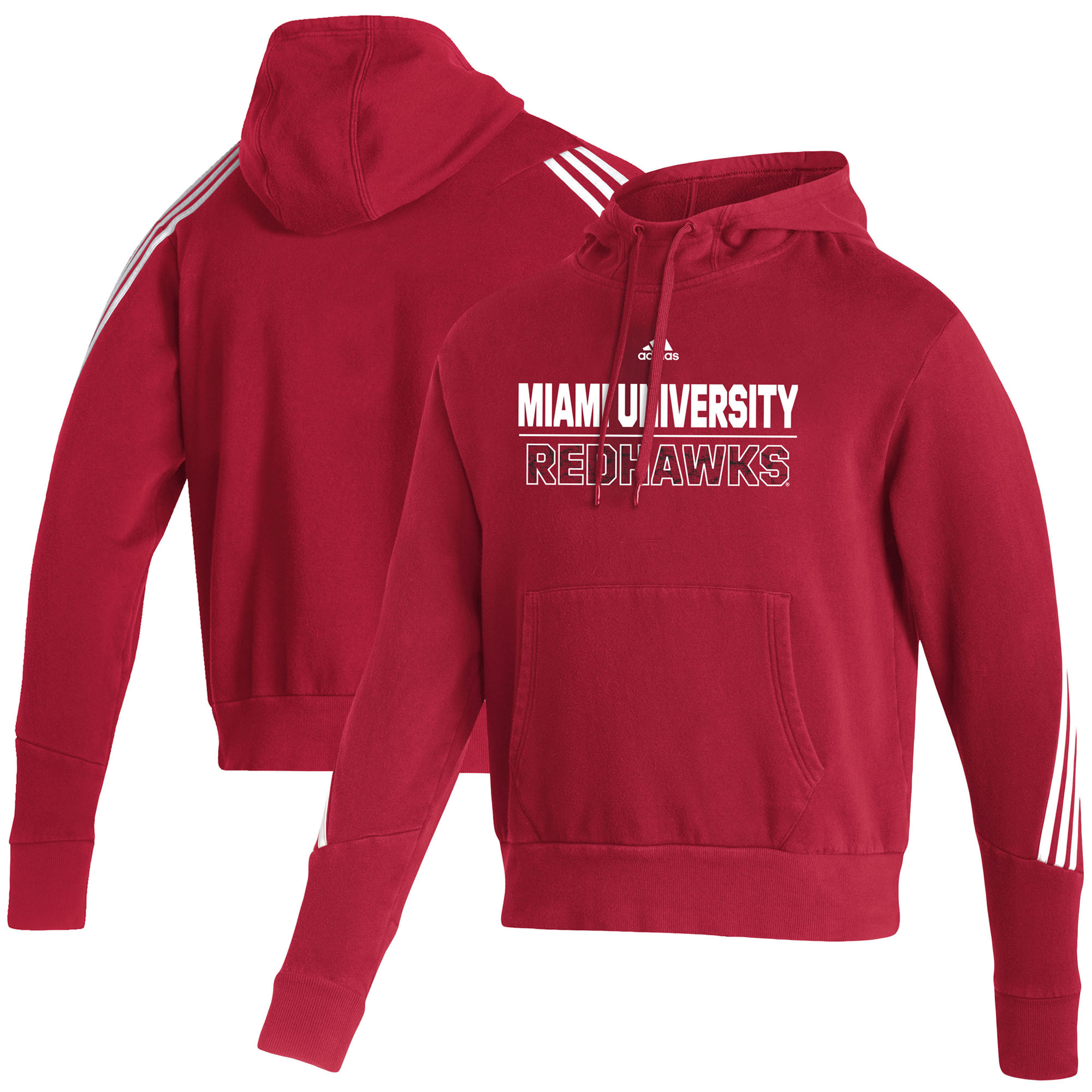 Men's adidas Red Miami University RedHawks Fashion Pullover Hoodie