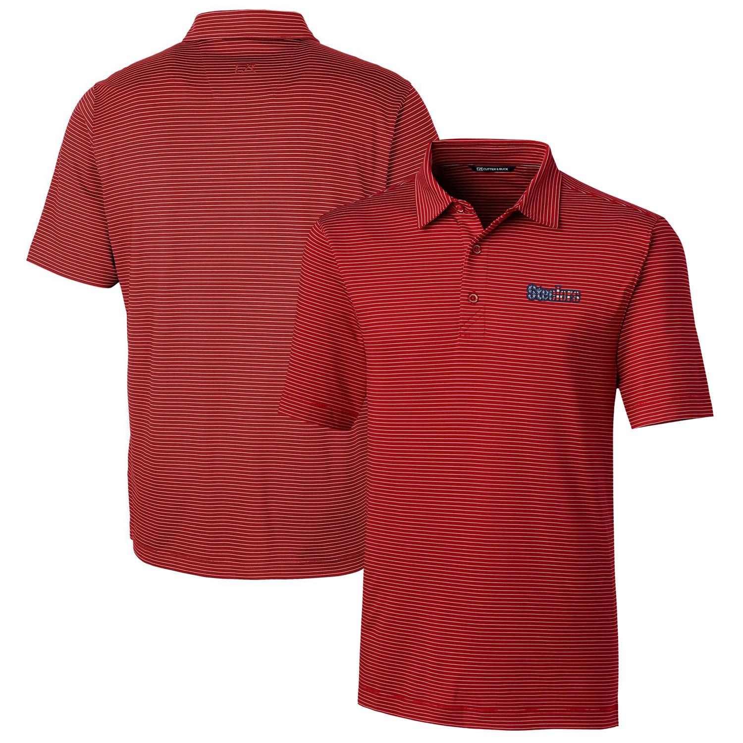 Men's Cutter & Buck Cardinal Pittsburgh Steelers Forge Pencil Stripe Polo - Image 5