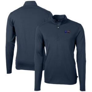 Men's Cutter & Buck Navy Philadelphia Eagles Big & Tall Virtue Eco Pique Recycled Quarter-Zip Jacket