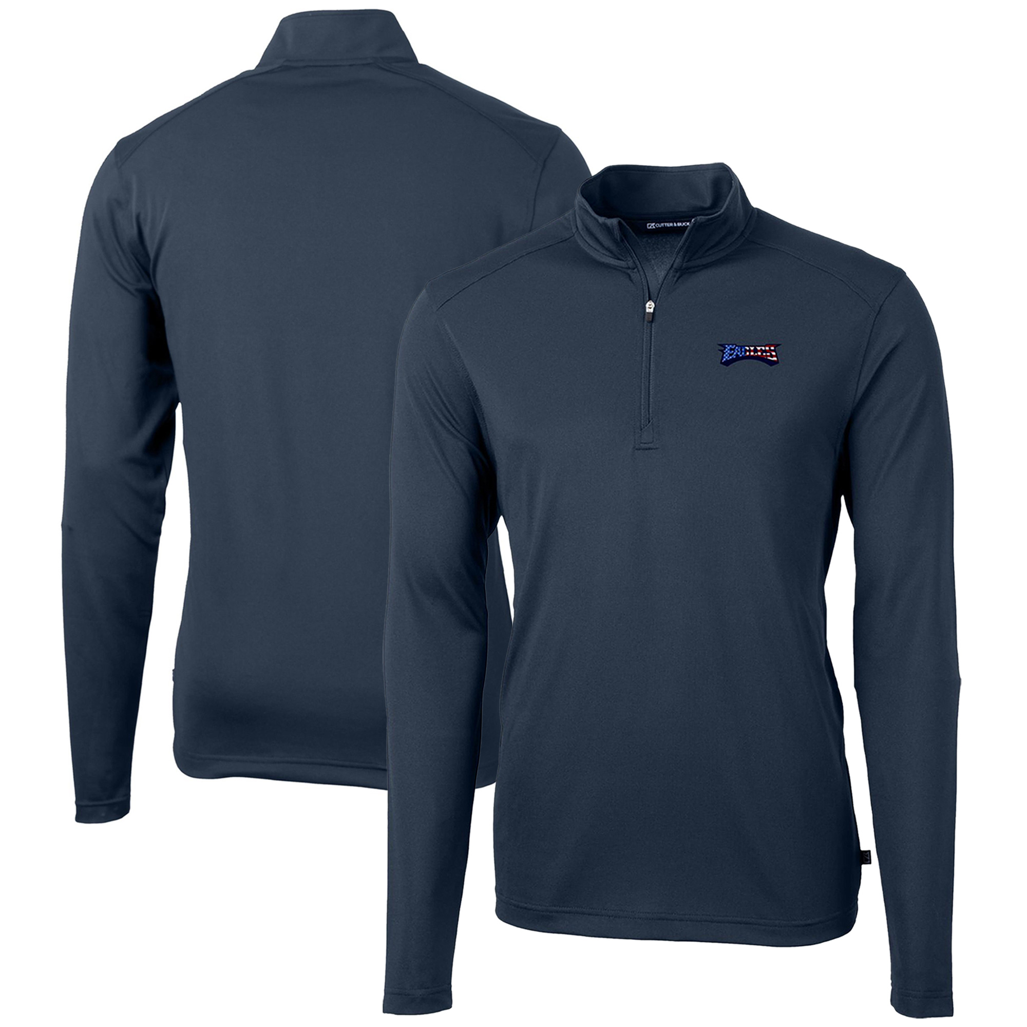 Men's Cutter & Buck Navy Philadelphia Eagles Big & Tall Virtue Eco Pique Recycled Quarter-Zip Jacket