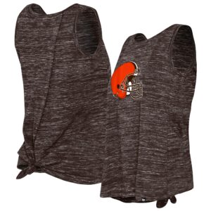 Women's New Era Brown Cleveland Browns Space Dye Tie-Back Tank Top