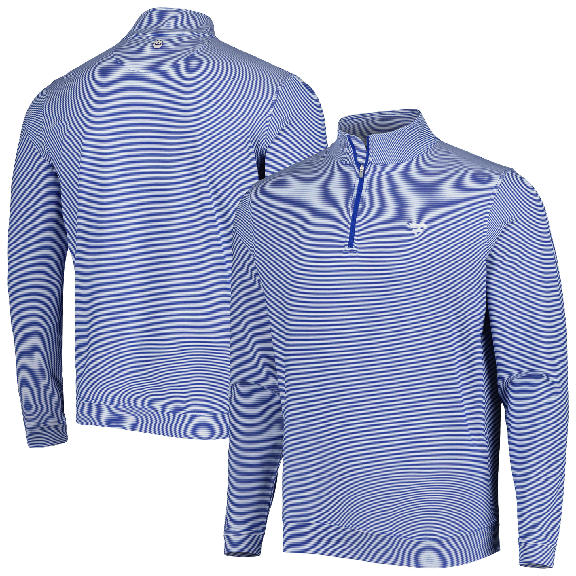Men's Peter Millar Blue Fanatics Corporate Perth Mini Stripe Performance Quarter-Zip Top