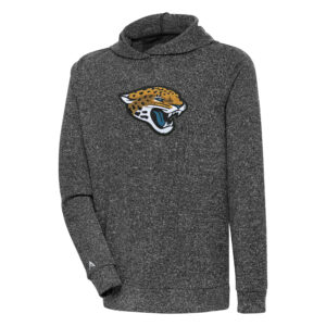 Men's Antigua Heathered Black Jacksonville Jaguars Absolute Chenille Pullover Hoodie