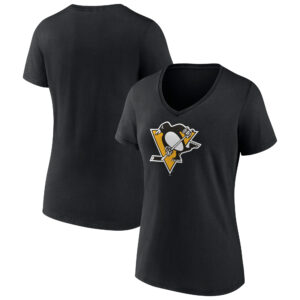Women's Black Pittsburgh Penguins Team Logo V-Neck T-Shirt
