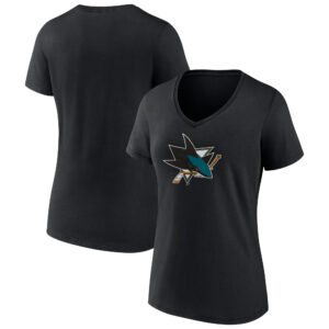 Women's Black San Jose Sharks Team Logo V-Neck T-Shirt