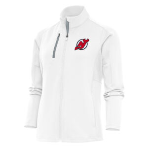 Women's Antigua White New Jersey Devils Team Logo Generation Full-Zip Jacket