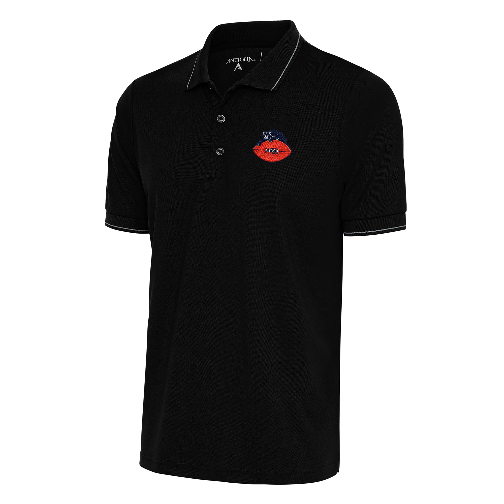 Men's Antigua Black Chicago Bears Team Logo Throwback Affluent Polo