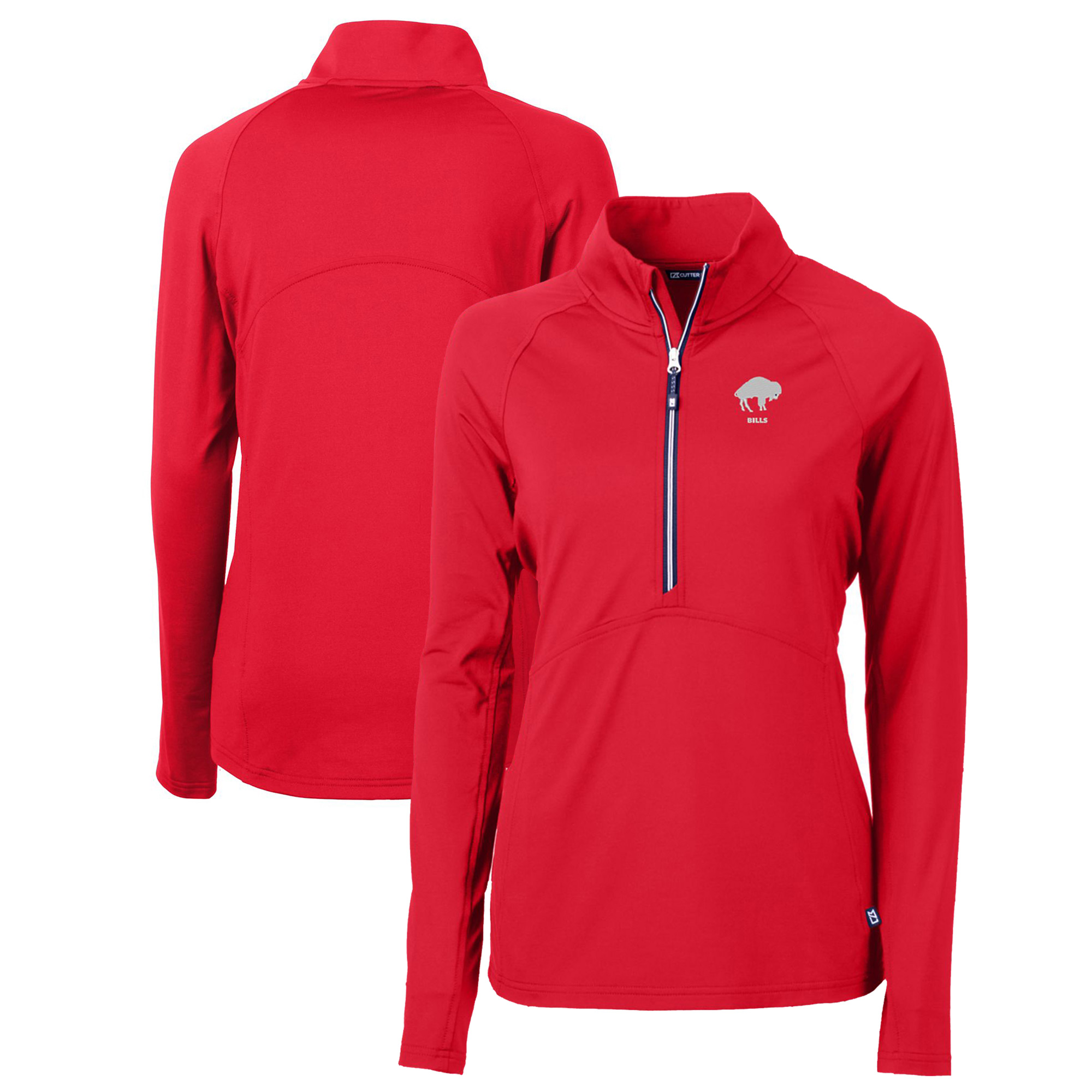 Women's Cutter & Buck Red Buffalo Bills Throwback Logo Adapt Eco Knit Stretch Recycled Half-Zip Pullover Top - Image 5