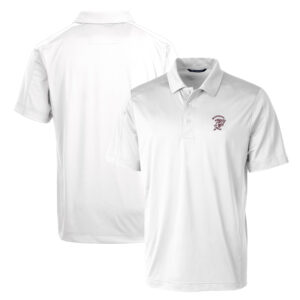 Cutter & Buck White Mississippi State Bulldogs Primary Team Logo Prospect Textured Stretch Polo