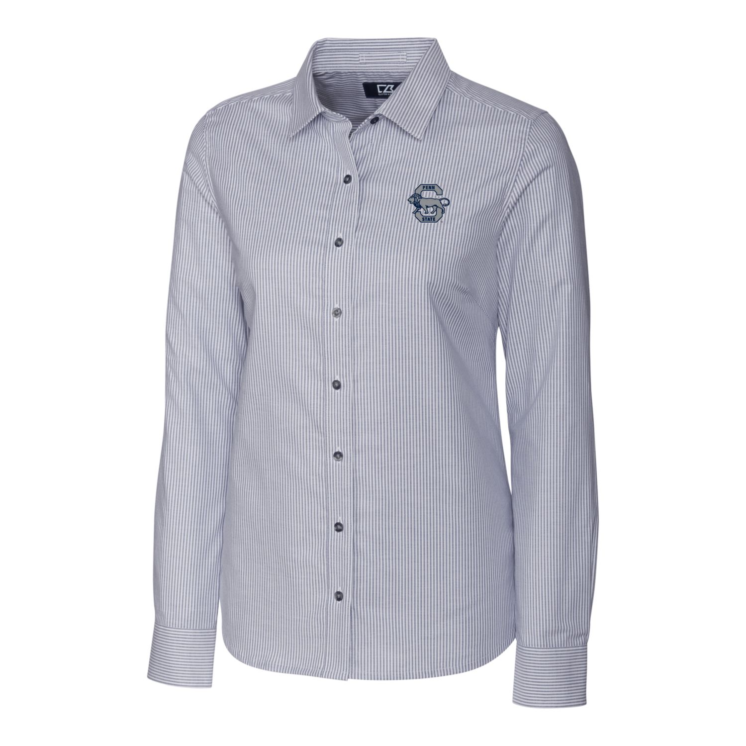 Women's Cutter & Buck Charcoal Penn State Nittany Lions Oxford Stripe Stretch Long Sleeve Button-Up Shirt - Image 6