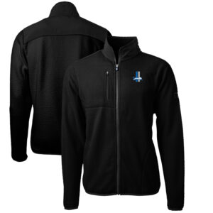 Men's Cutter & Buck Black Detroit Lions Cascade Eco Sherpa Big & Tall Fleece Full-Zip Throwback Jacket