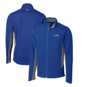 Men's Cutter & Buck Royal Seattle Seahawks Throwback Logo Navigate Softshell Big & Tall Full-Zip Jacket