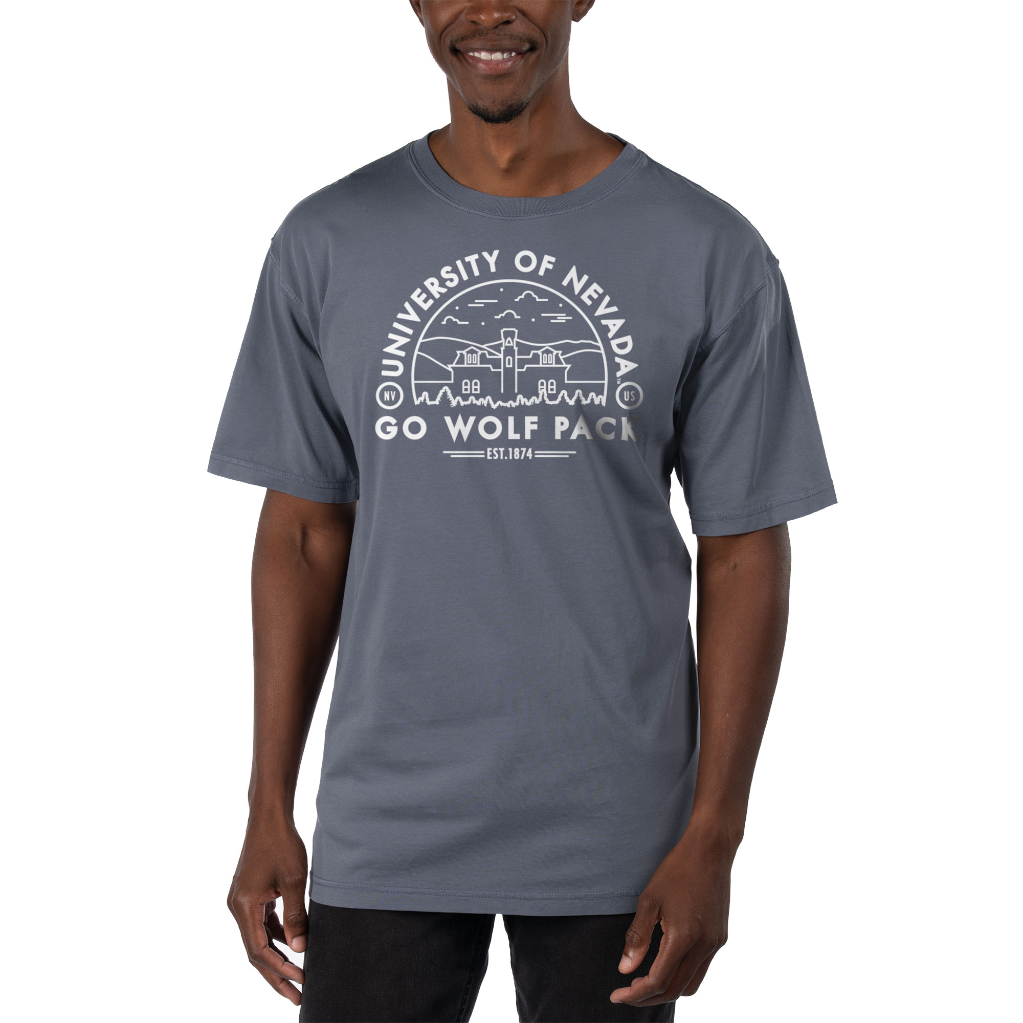 Men's Uscape Apparel Blue Nevada Wolf Pack Garment Dyed T-Shirt