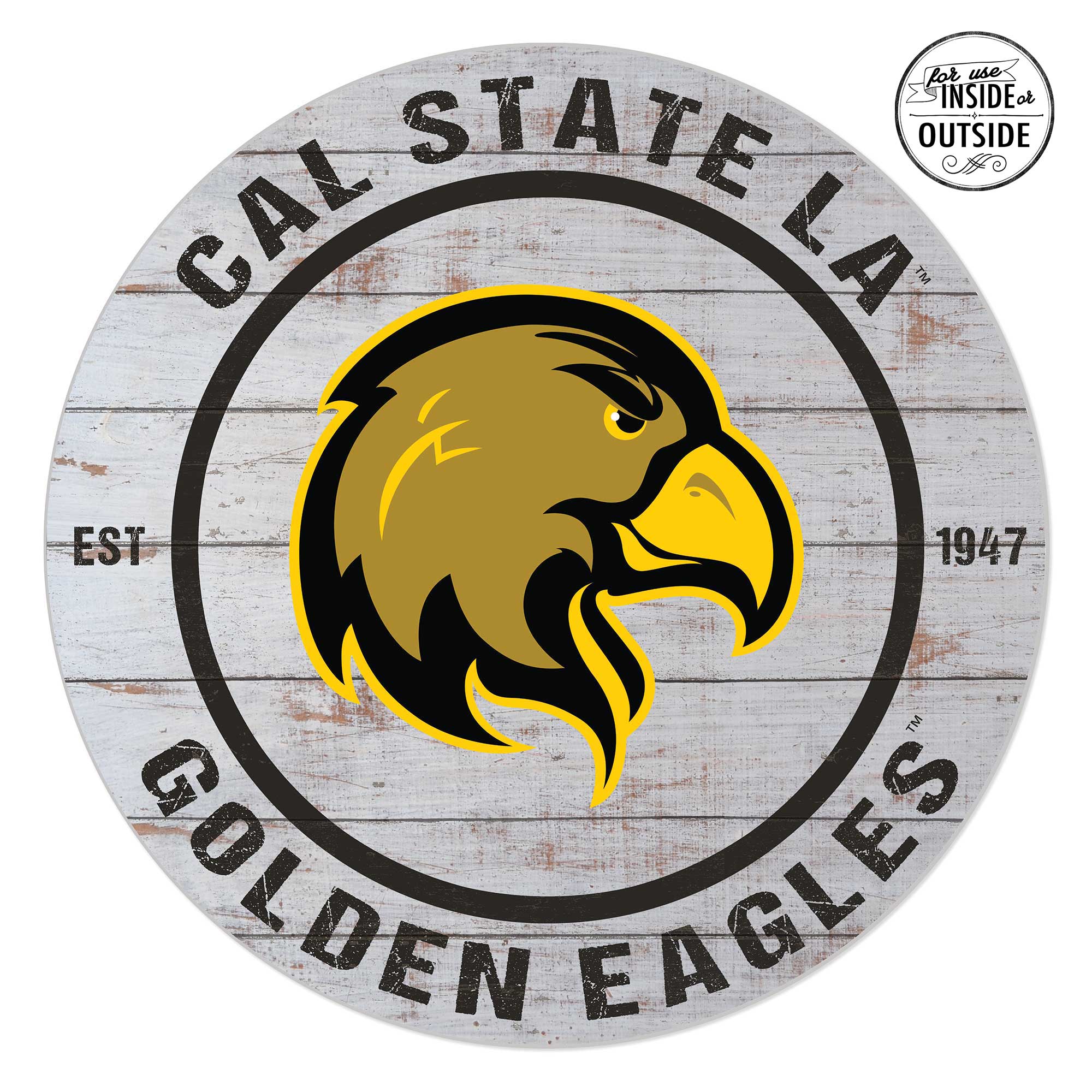 Cal State L.A. Golden Eagles 20'' x 20'' Indoor/Outdoor Weathered Circle Sign - Image 4