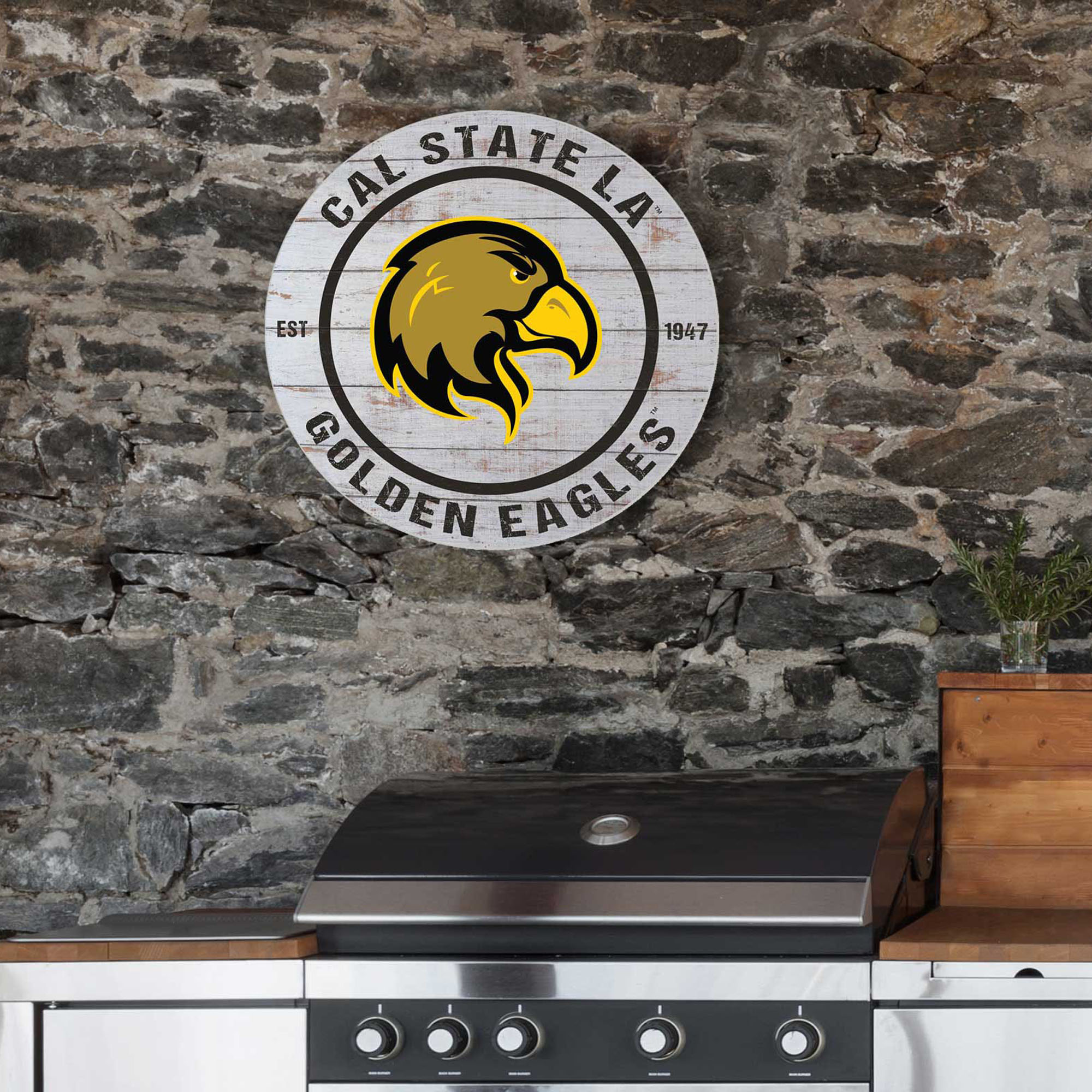 Cal State L.A. Golden Eagles 20'' x 20'' Indoor/Outdoor Weathered Circle Sign - Image 5