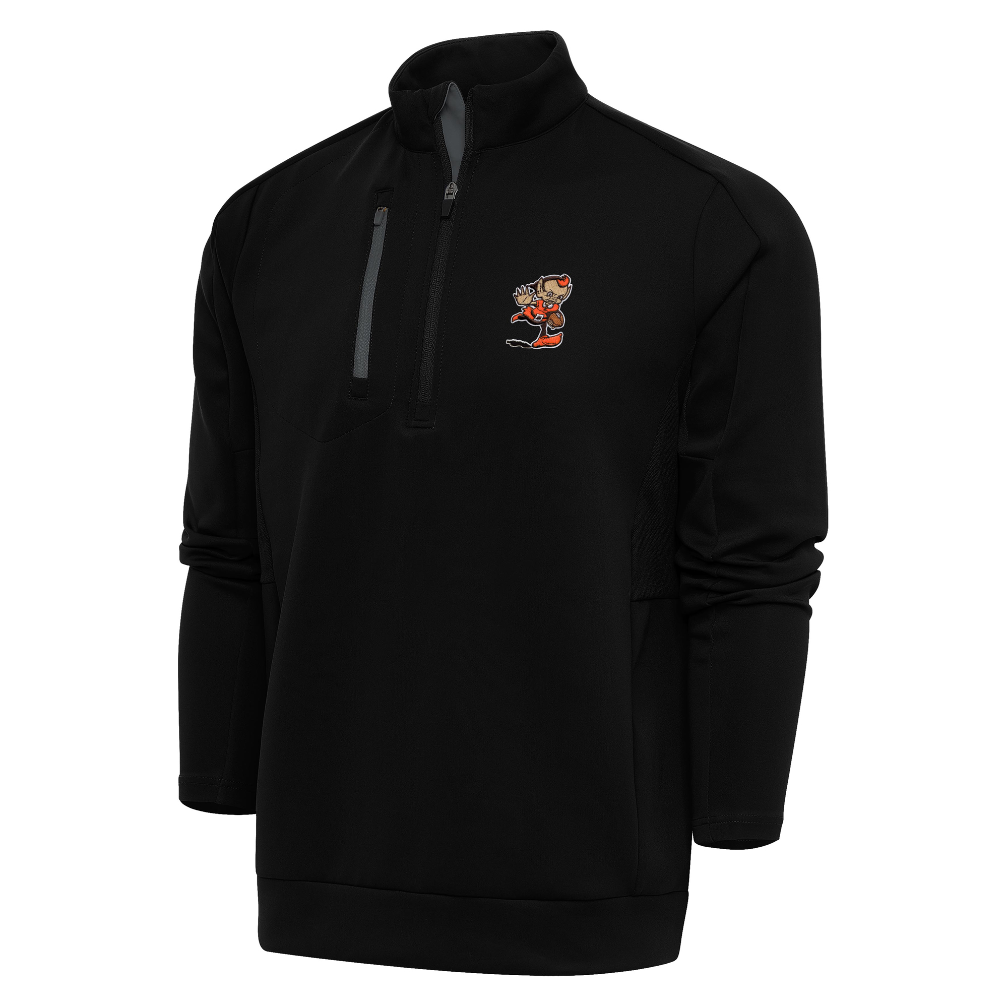 Men's Antigua Black Cleveland Browns Team Logo Generation Quarter-Zip Pullover Jacket