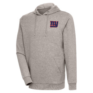 Men's Antigua Oatmeal New York Giants Action Lightweight Pullover Hoodie