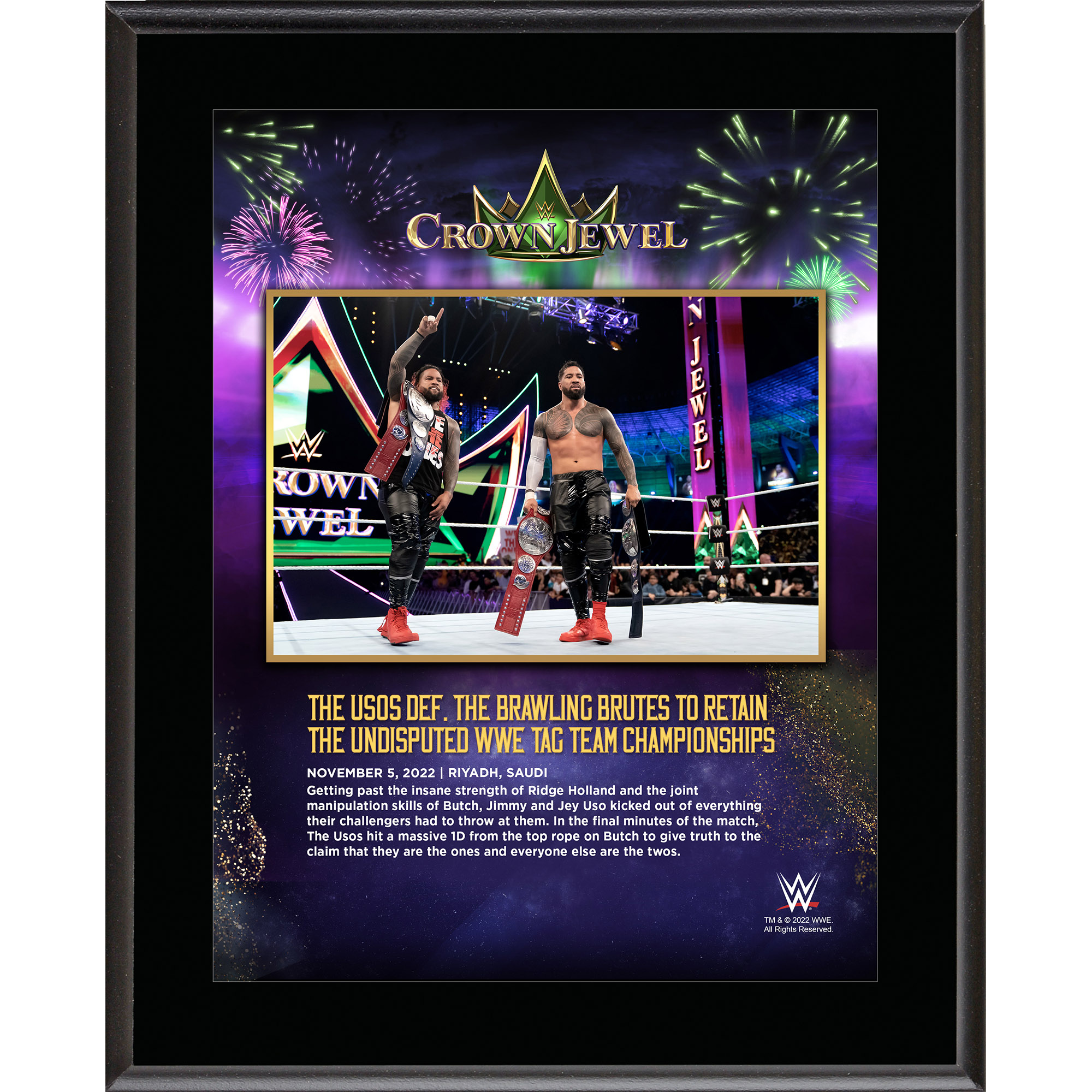 The Usos 10.5" x 13" 2022 Crown Jewel Sublimated Plaque