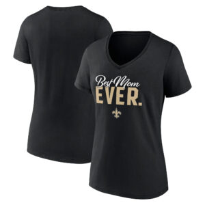 Women's Black New Orleans Saints Best Mom Ever V-Neck T-Shirt