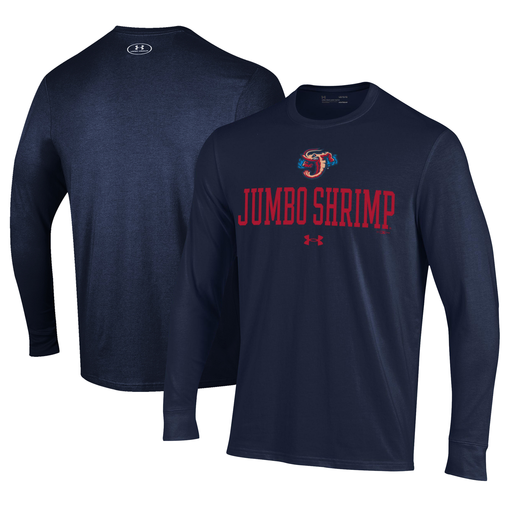 Men's Under Armour Navy Jacksonville Jumbo Shrimp Performance Long Sleeve T-Shirt