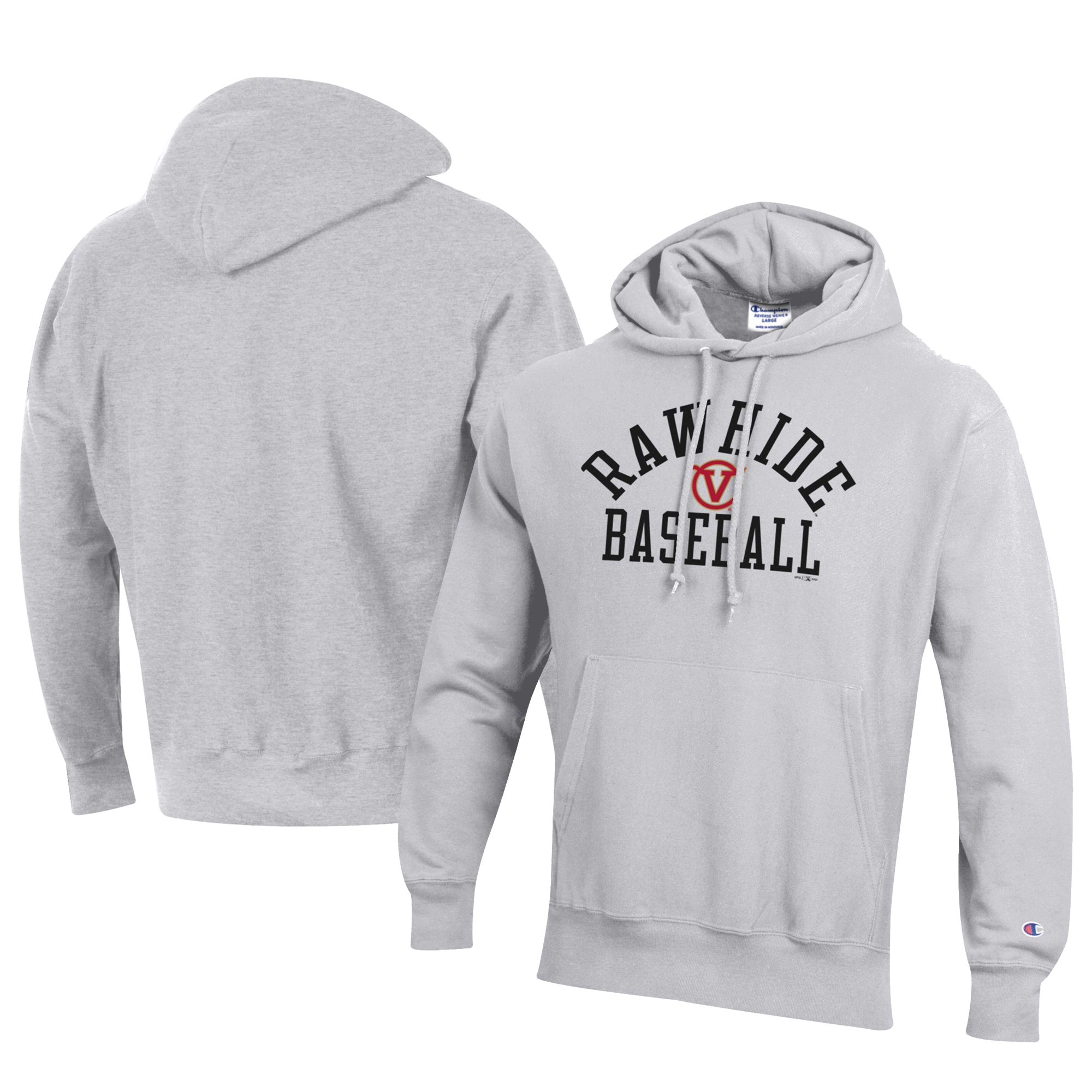Men's Champion Gray Visalia Rawhide Baseball Reverse Weave Pullover Hoodie - Image 5
