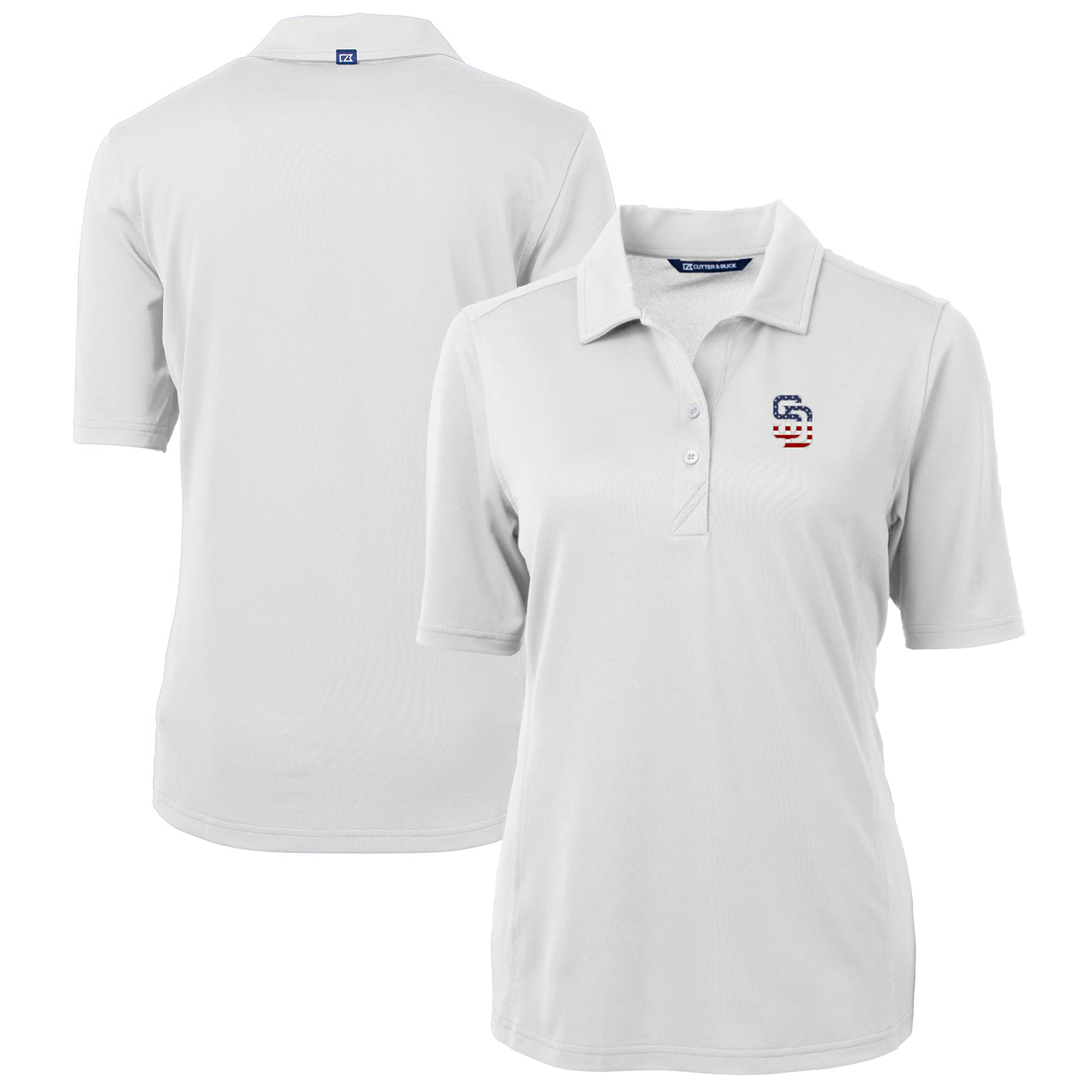 Women's Cutter & Buck White San Diego Padres Americana Logo DryTec Virtue Eco Pique Recycled Polo - Image 5