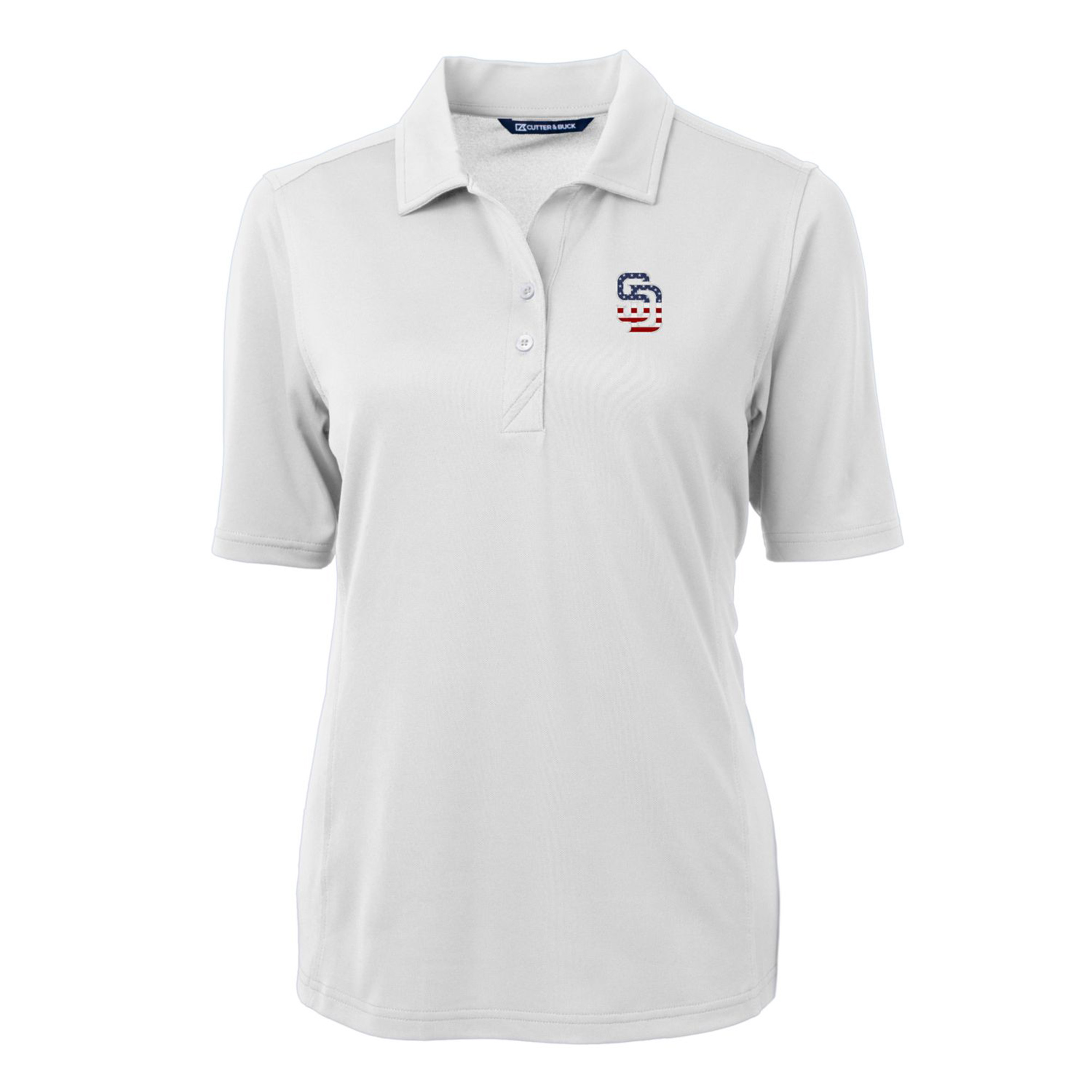 Women's Cutter & Buck White San Diego Padres Americana Logo DryTec Virtue Eco Pique Recycled Polo - Image 3