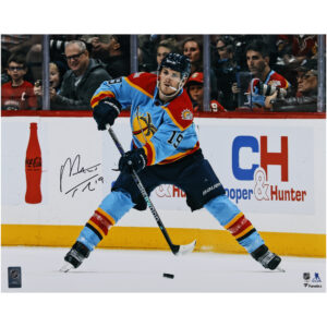 Matthew Tkachuk Florida Panthers Autographed 16" x 20" 2022-23 Reverse Retro Jersey with Puck Photograph