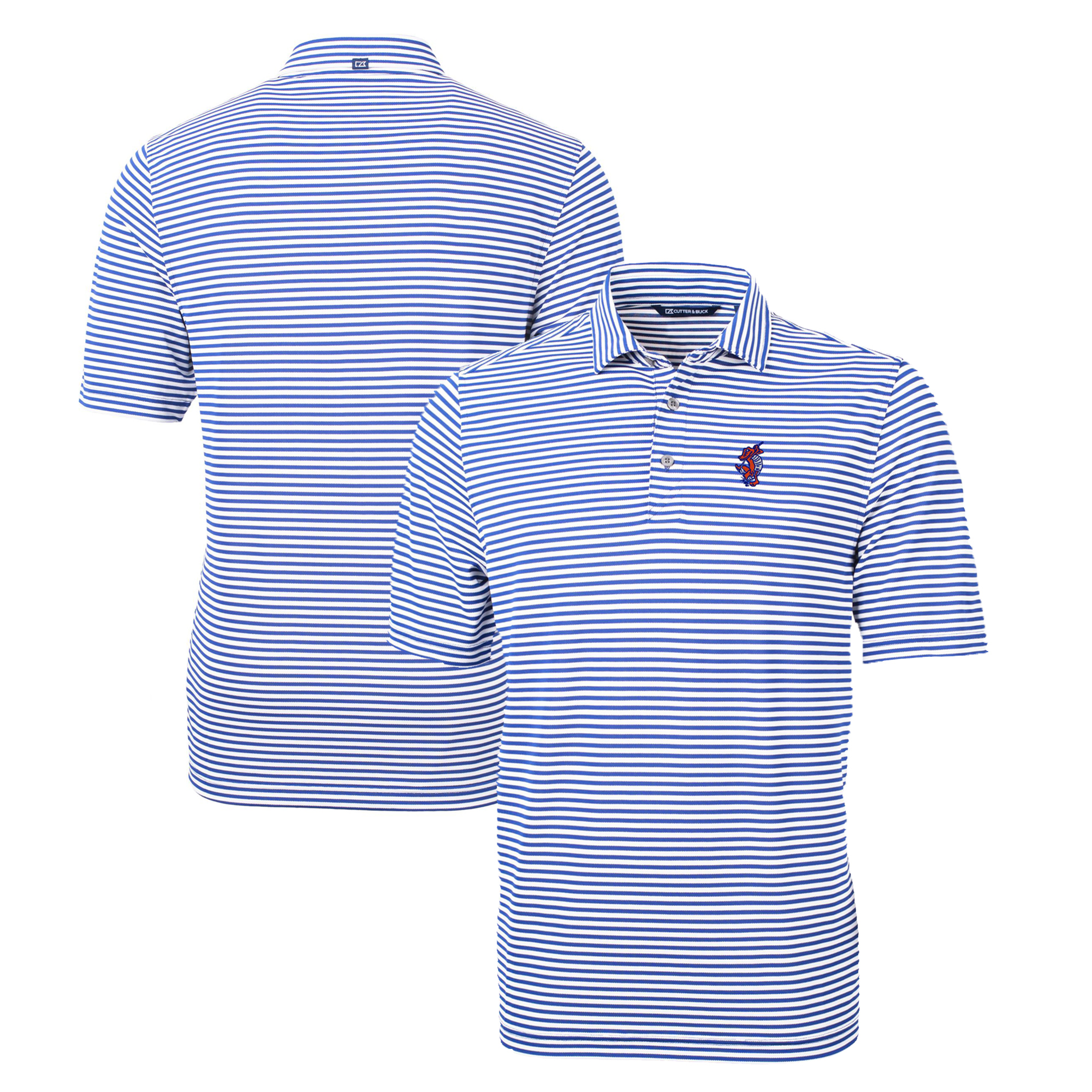 Men's Cutter & Buck Blue Florida Gators Swinging Gator Virtue Eco Pique Stripe Recycled Polo - Image 2