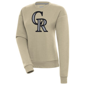 Women's Antigua Khaki Colorado Rockies Victory Pullover Sweatshirt
