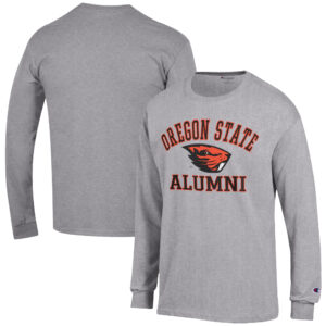 Men's Champion  Gray Oregon State Beavers Alumni Logo Long Sleeve T-Shirt