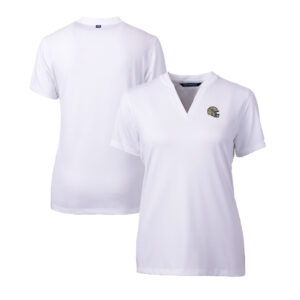 Women's Cutter & Buck  White New Orleans Saints Helmet Logo DryTec Forge Stretch V-Neck Blade Top