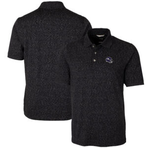 Men's Cutter & Buck  Black Minnesota Vikings Helmet Advantage Space Dye Tri-Blend Polo