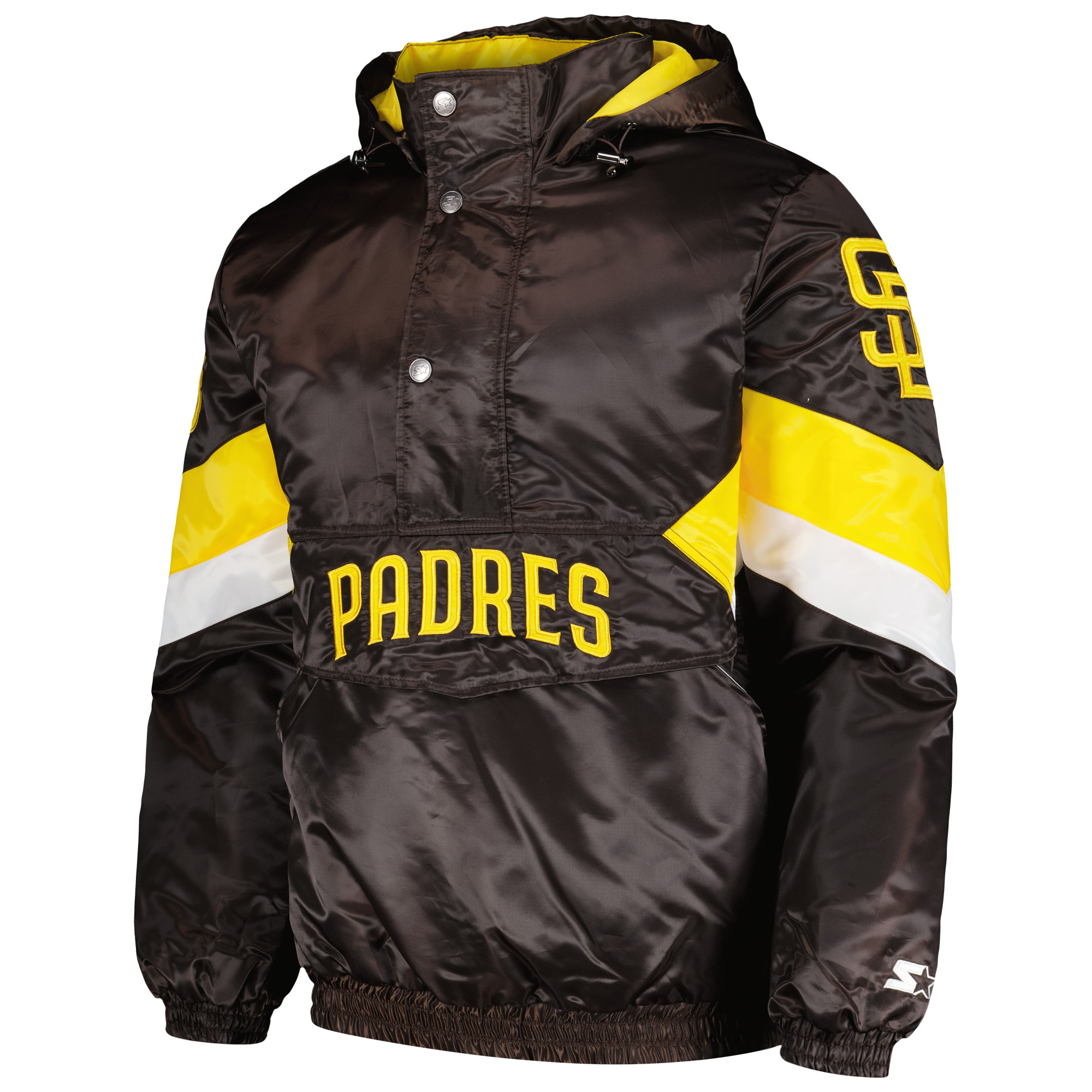 Men's Starter Brown San Diego Padres Force Play II Half-Zip Hooded Jacket - Image 6