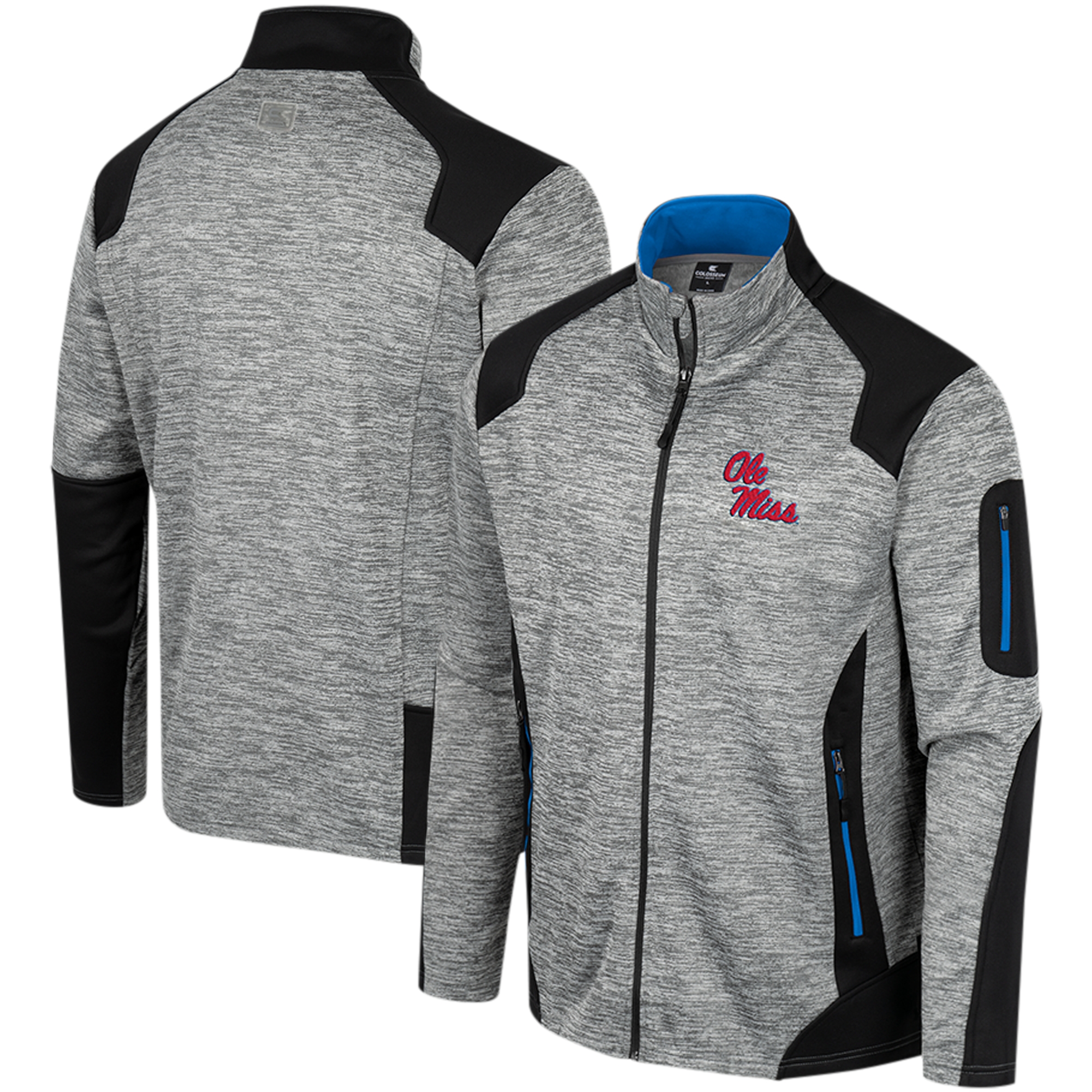 Men's Colosseum Gray Ole Miss Rebels Silberman Color Block Full-Zip Jacket - Image 2