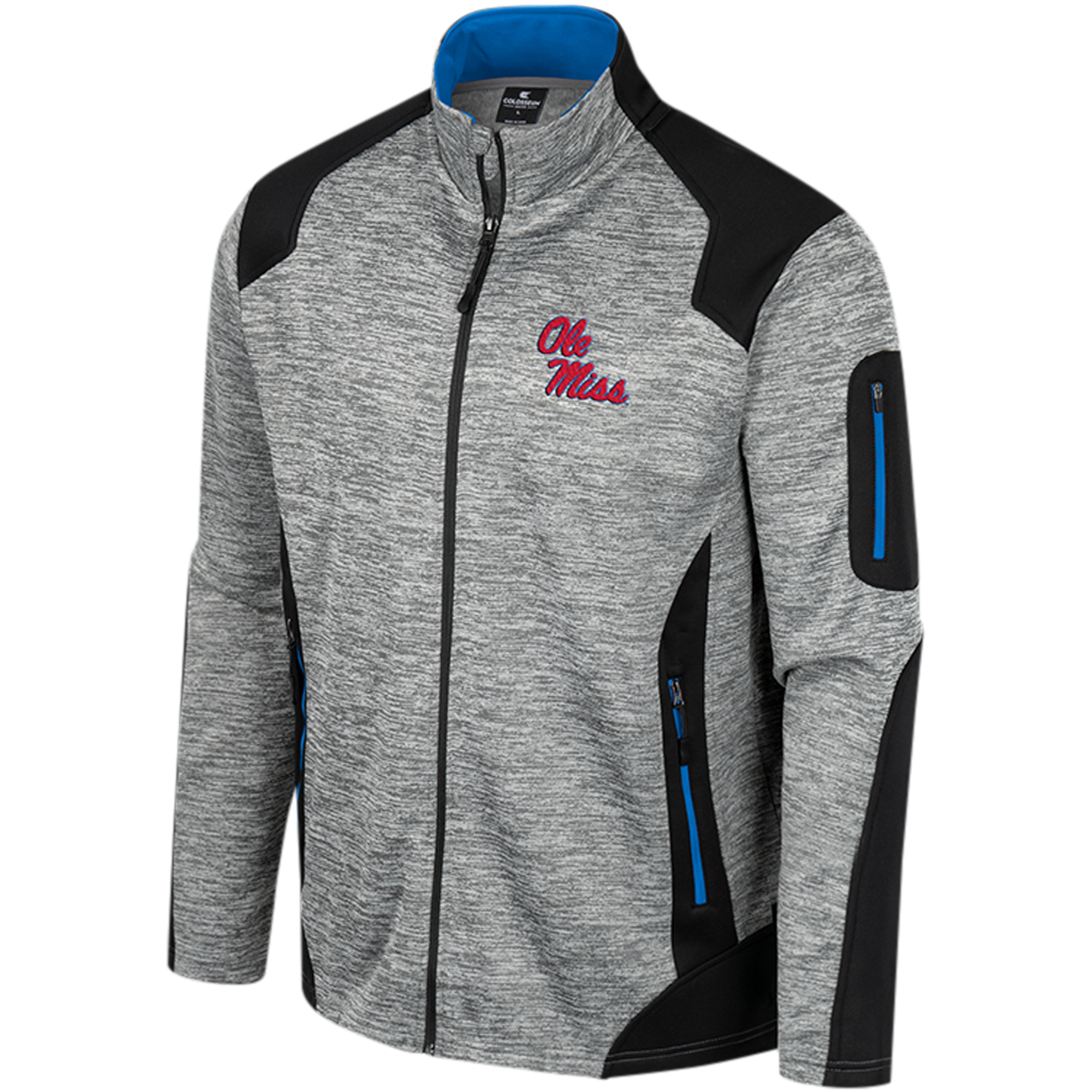 Men's Colosseum Gray Ole Miss Rebels Silberman Color Block Full-Zip Jacket - Image 3