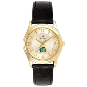 Women's Bulova  Gold/Black McDaniel Green Terror Stainless Steel Watch with Leather Band